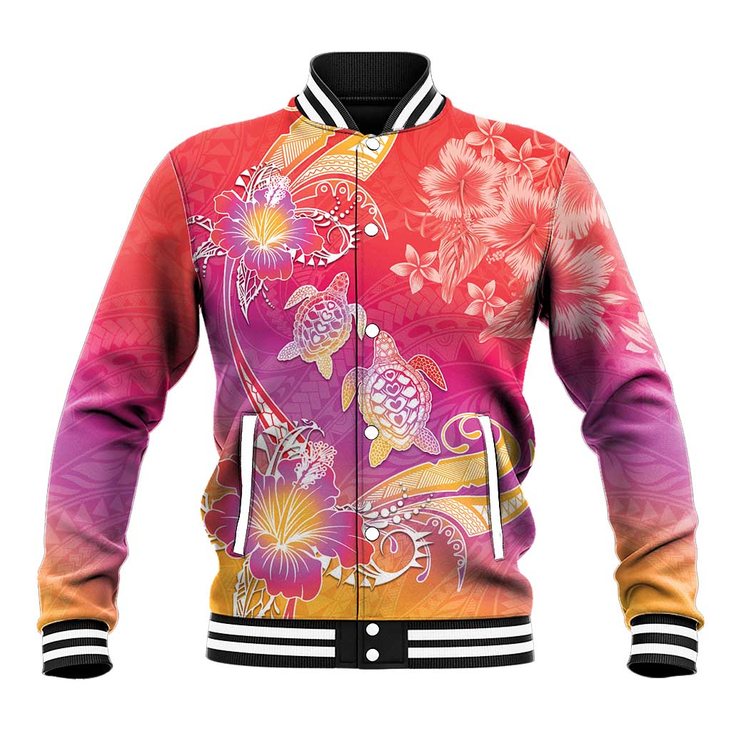 Polynesia Sea Turtle Couple Baseball Jacket One Soul One Love LT05 Unisex Red - Polynesian Pride