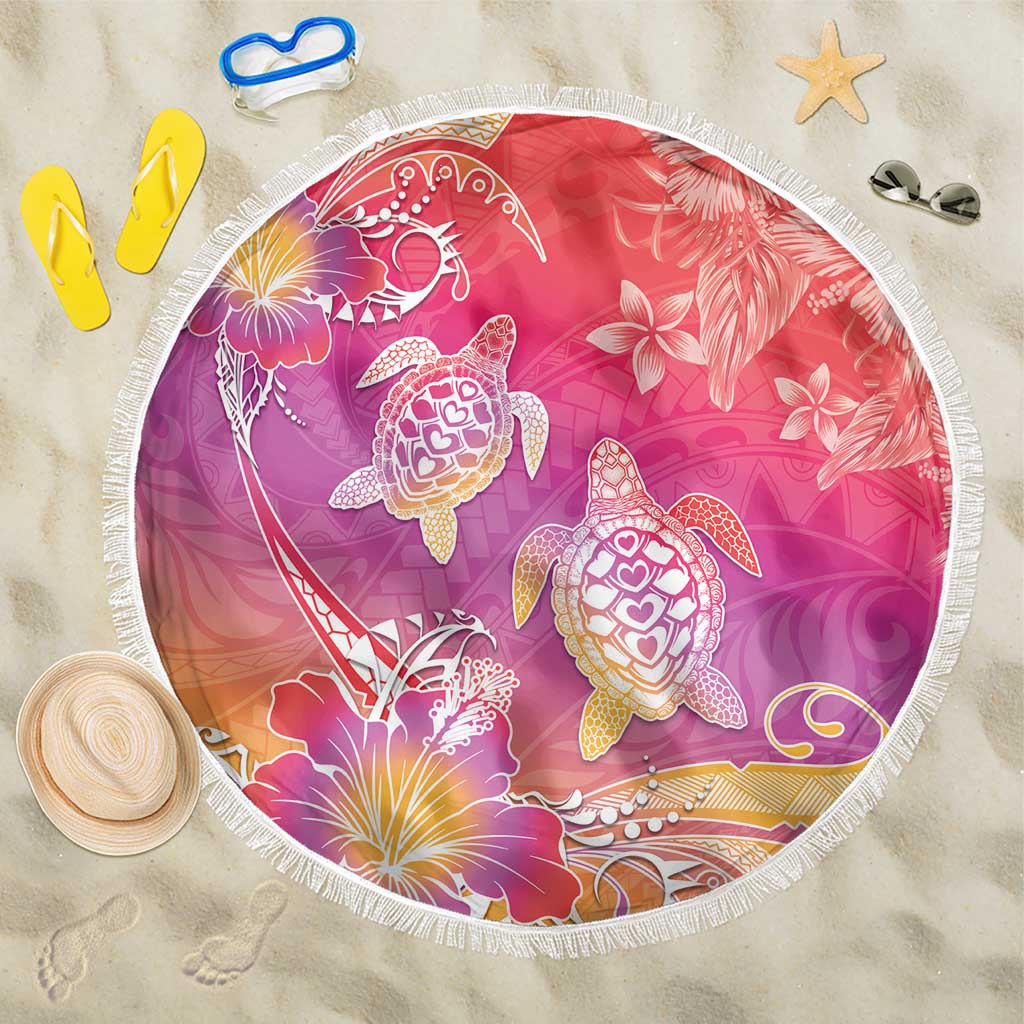 Polynesia Sea Turtle Couple Beach Blanket One Soul One Love LT05 One Size 150cm Red - Polynesian Pride