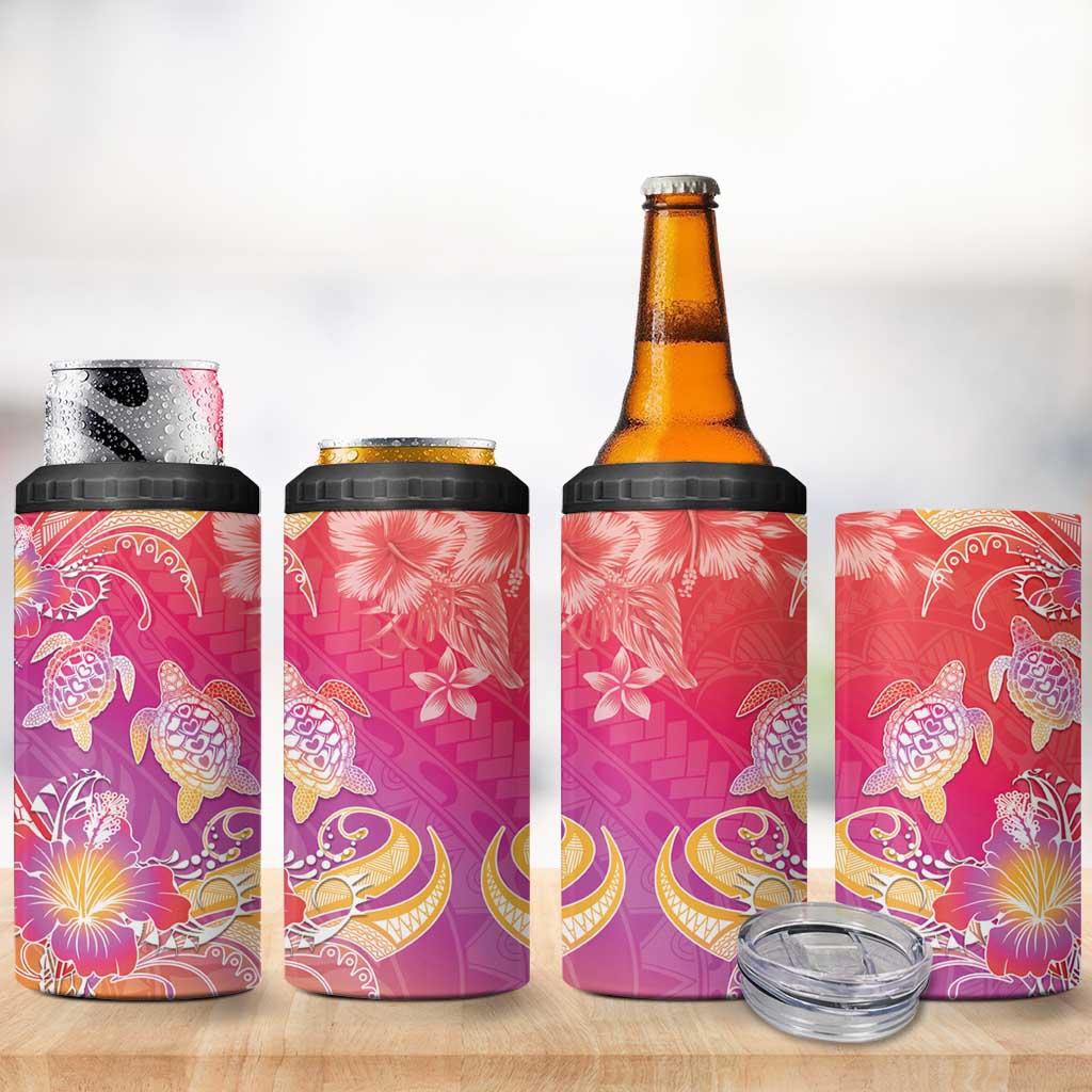 Polynesia Sea Turtle Couple 4 in 1 Can Cooler Tumbler One Soul One Love LT05 - Polynesian Pride