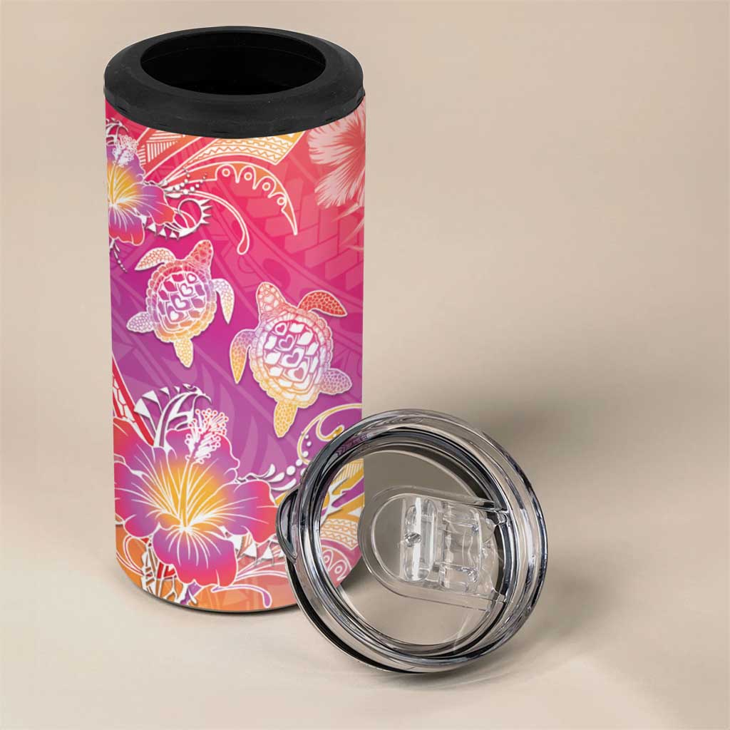 Polynesia Sea Turtle Couple 4 in 1 Can Cooler Tumbler One Soul One Love LT05 - Polynesian Pride