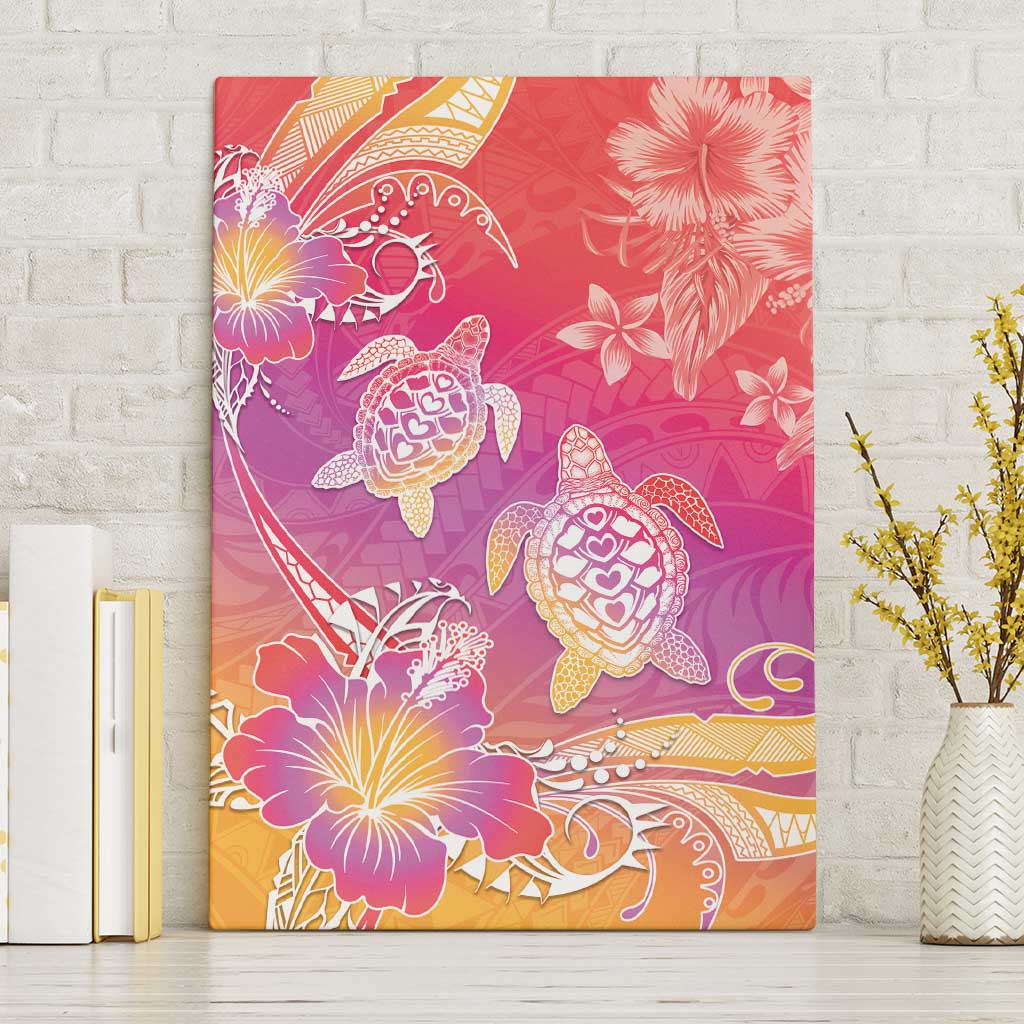 Polynesia Sea Turtle Couple Canvas Wall Art One Soul One Love LT05 Without Frame Red - Polynesian Pride