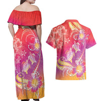 Polynesia Sea Turtle Couple Couples Matching Off Shoulder Maxi Dress and Hawaiian Shirt One Soul One Love LT05 - Polynesian Pride