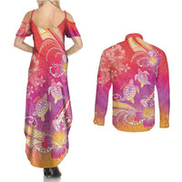 Polynesia Sea Turtle Couple Couples Matching Summer Maxi Dress and Long Sleeve Button Shirt One Soul One Love LT05 - Polynesian Pride