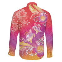 Polynesia Sea Turtle Couple Family Matching Long Sleeve Bodycon Dress and Hawaiian Shirt One Soul One Love