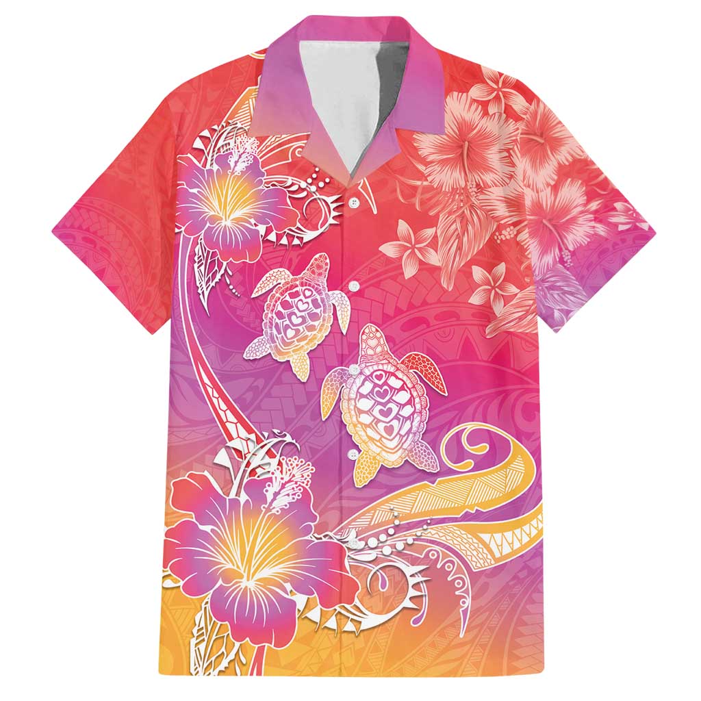 Polynesia Sea Turtle Couple Family Matching Off Shoulder Maxi Dress and Hawaiian Shirt One Soul One Love