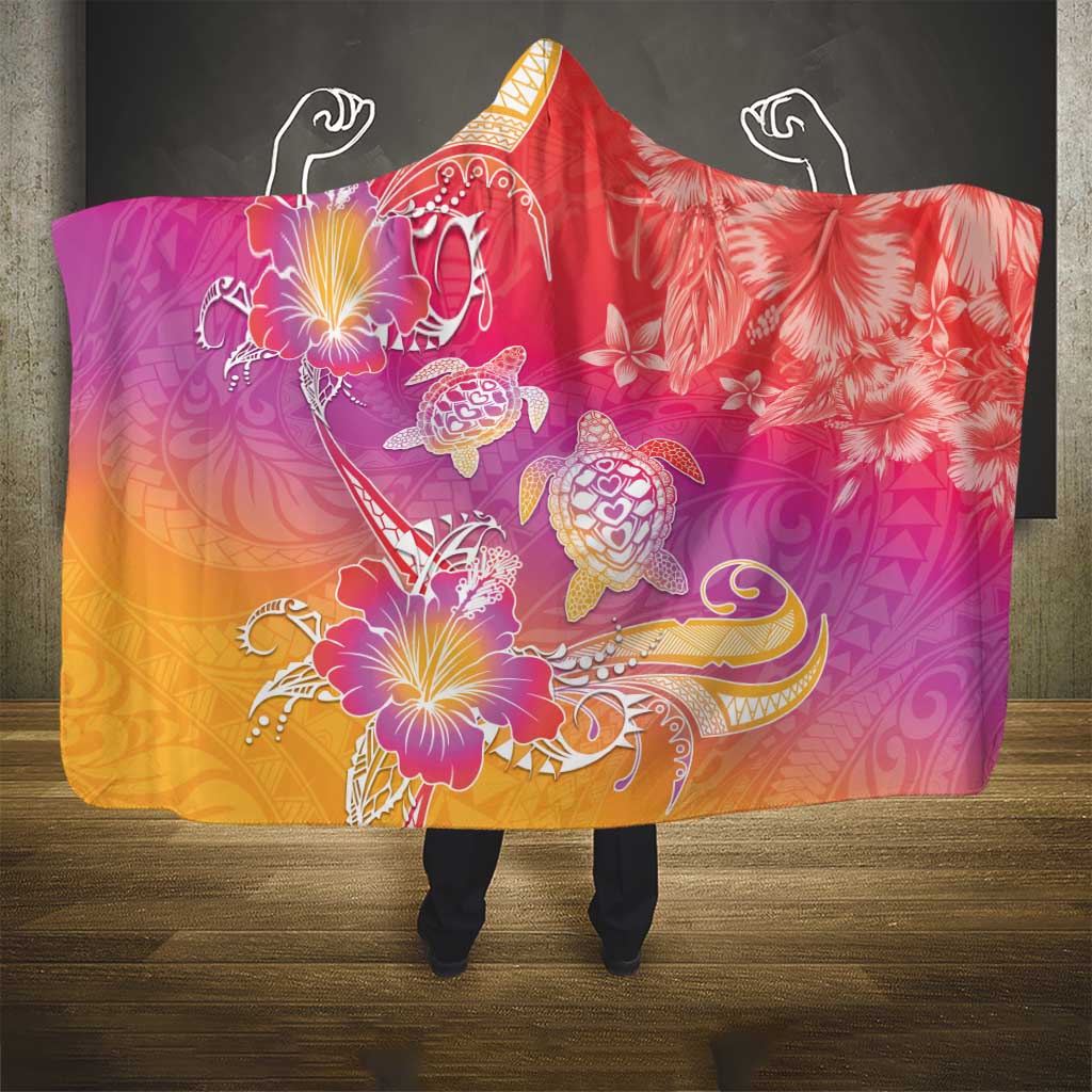 Polynesia Sea Turtle Couple Hooded Blanket One Soul One Love LT05 - Polynesian Pride