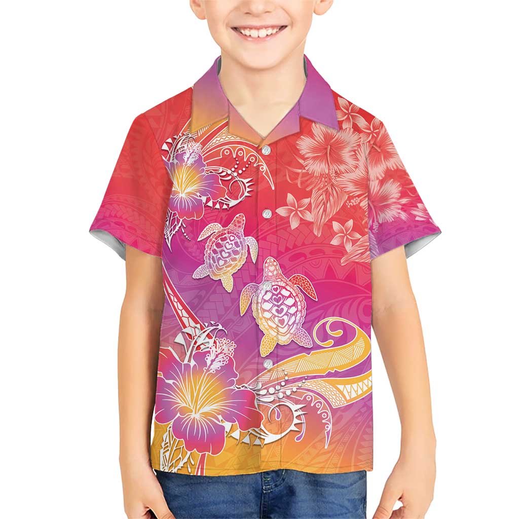 Polynesia Sea Turtle Couple Kid Hawaiian Shirt One Soul One Love