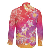 Polynesia Sea Turtle Couple Long Sleeve Button Shirt One Soul One Love LT05 - Polynesian Pride