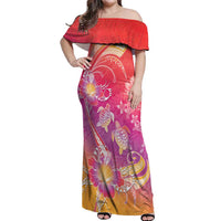 Polynesia Sea Turtle Couple Off Shoulder Maxi Dress One Soul One Love LT05 Women Red - Polynesian Pride