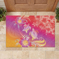 Polynesia Sea Turtle Couple Rubber Doormat One Soul One Love LT05 Red - Polynesian Pride