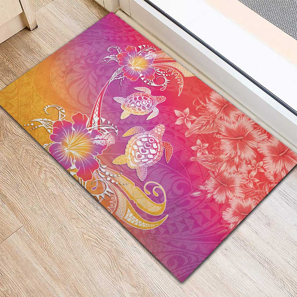 Polynesia Sea Turtle Couple Rubber Doormat One Soul One Love LT05 - Polynesian Pride