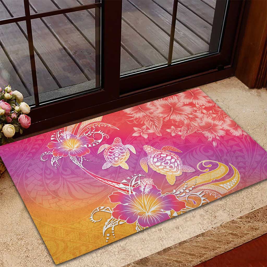 Polynesia Sea Turtle Couple Rubber Doormat One Soul One Love LT05 - Polynesian Pride