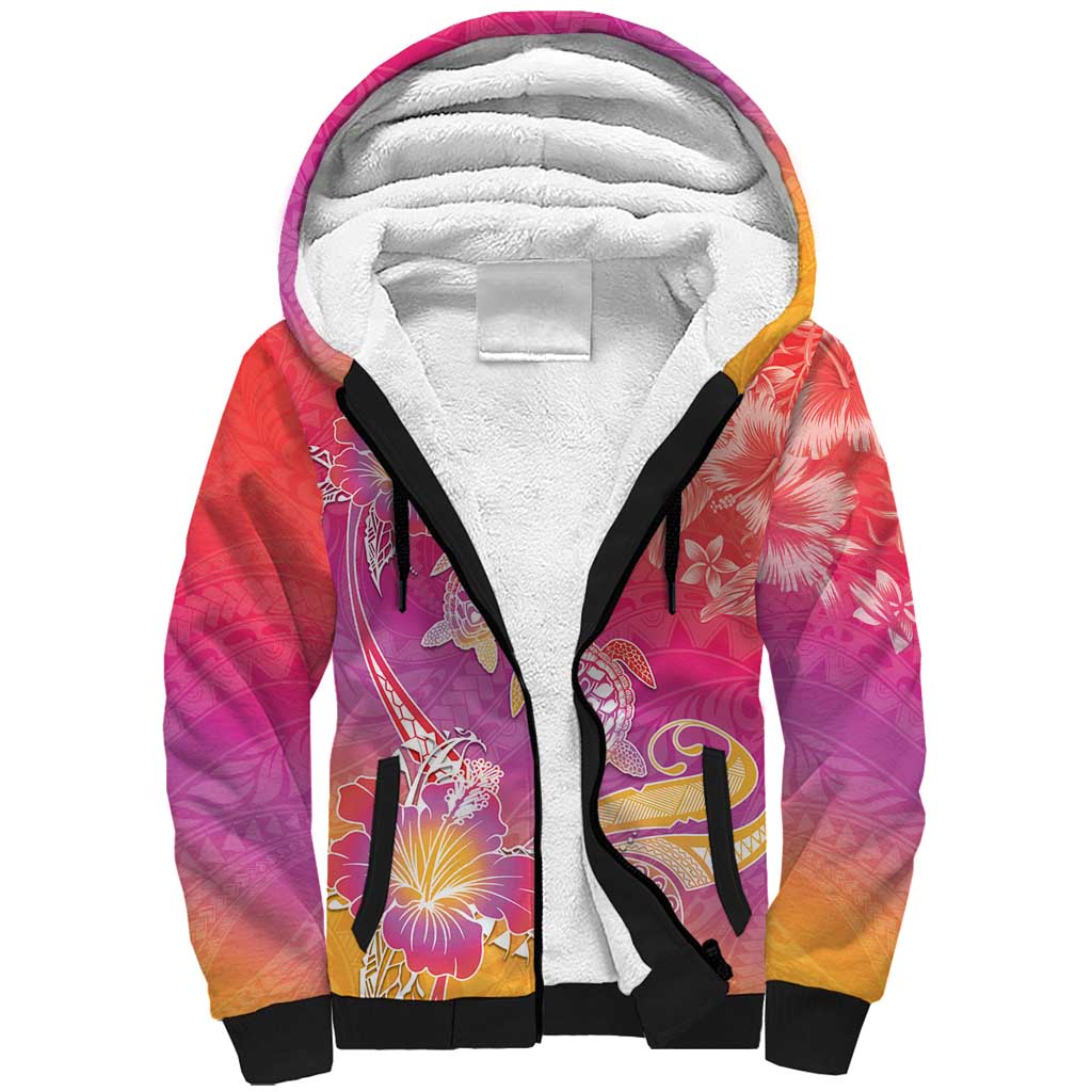 Polynesia Sea Turtle Couple Sherpa Hoodie One Soul One Love LT05 Unisex Red - Polynesian Pride