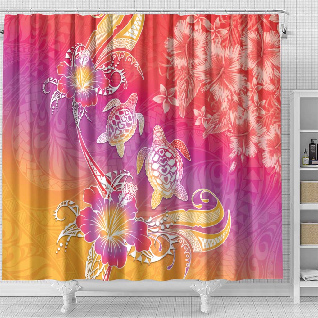 Polynesia Sea Turtle Couple Shower Curtain One Soul One Love