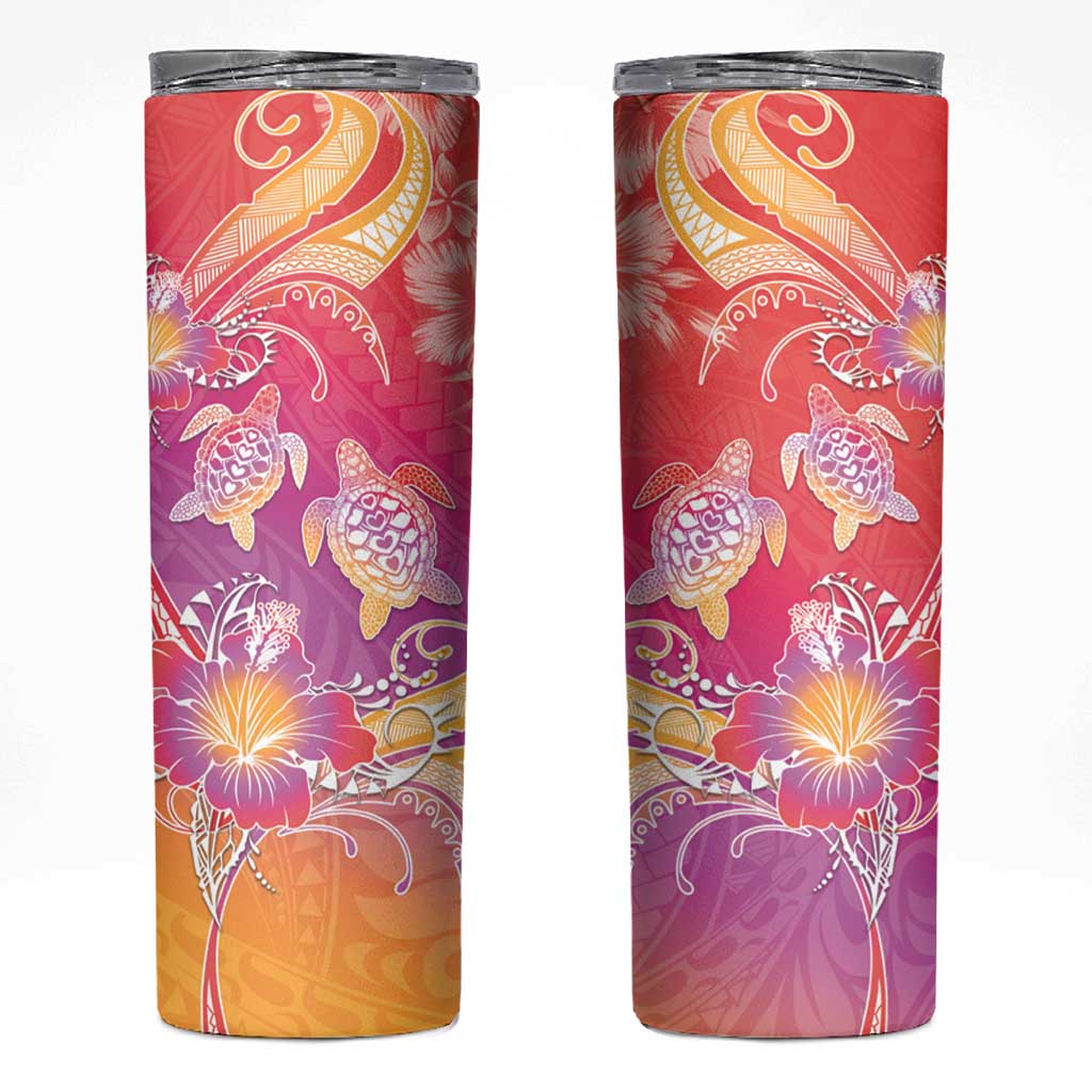 Polynesia Sea Turtle Couple Skinny Tumbler One Soul One Love