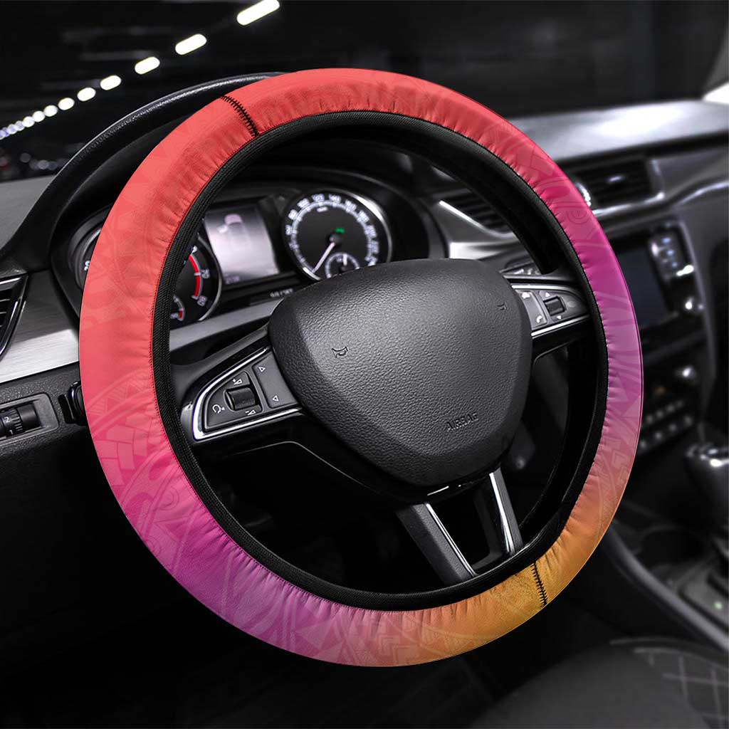 Polynesia Sea Turtle Couple Steering Wheel Cover One Soul One Love LT05 Universal Fit Red - Polynesian Pride