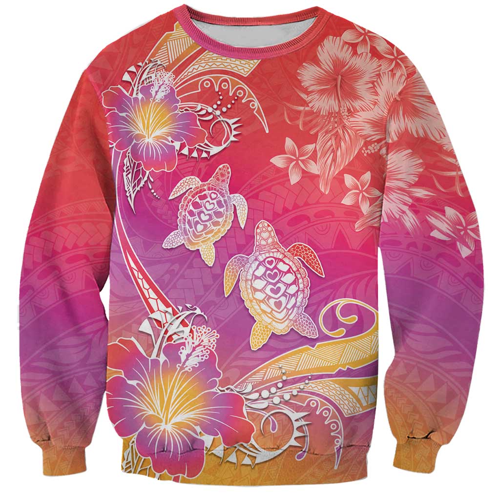 Polynesia Sea Turtle Couple Sweatshirt One Soul One Love LT05 Unisex Red - Polynesian Pride