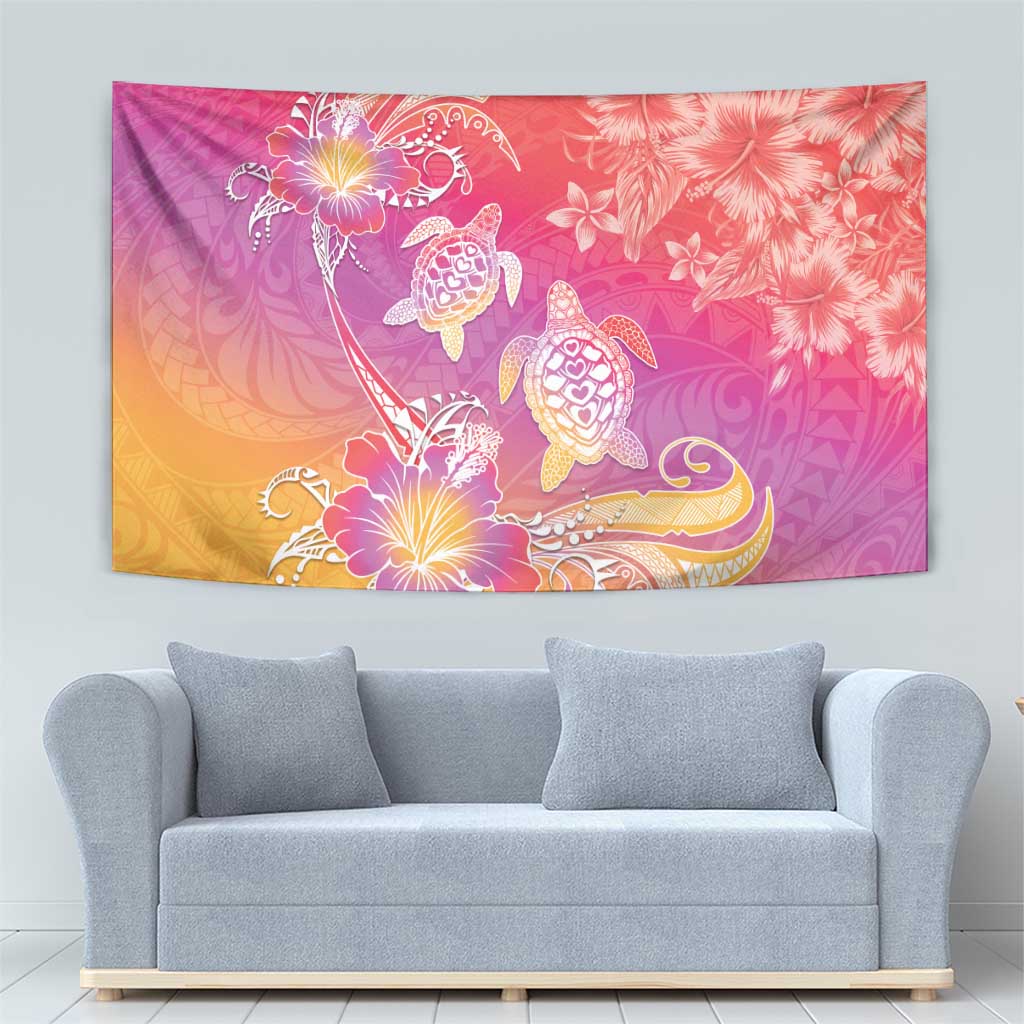 Polynesia Sea Turtle Couple Tapestry One Soul One Love
