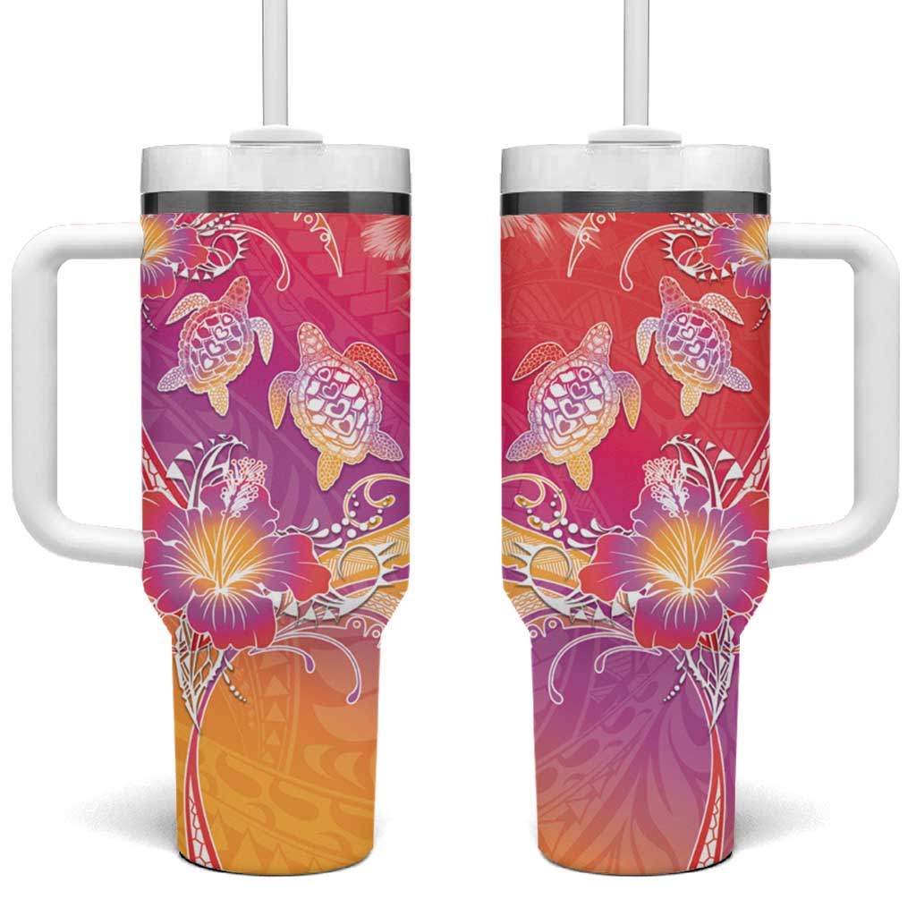 Polynesia Sea Turtle Couple Tumbler With Handle One Soul One Love LT05 One Size: 40 oz Red - Polynesian Pride