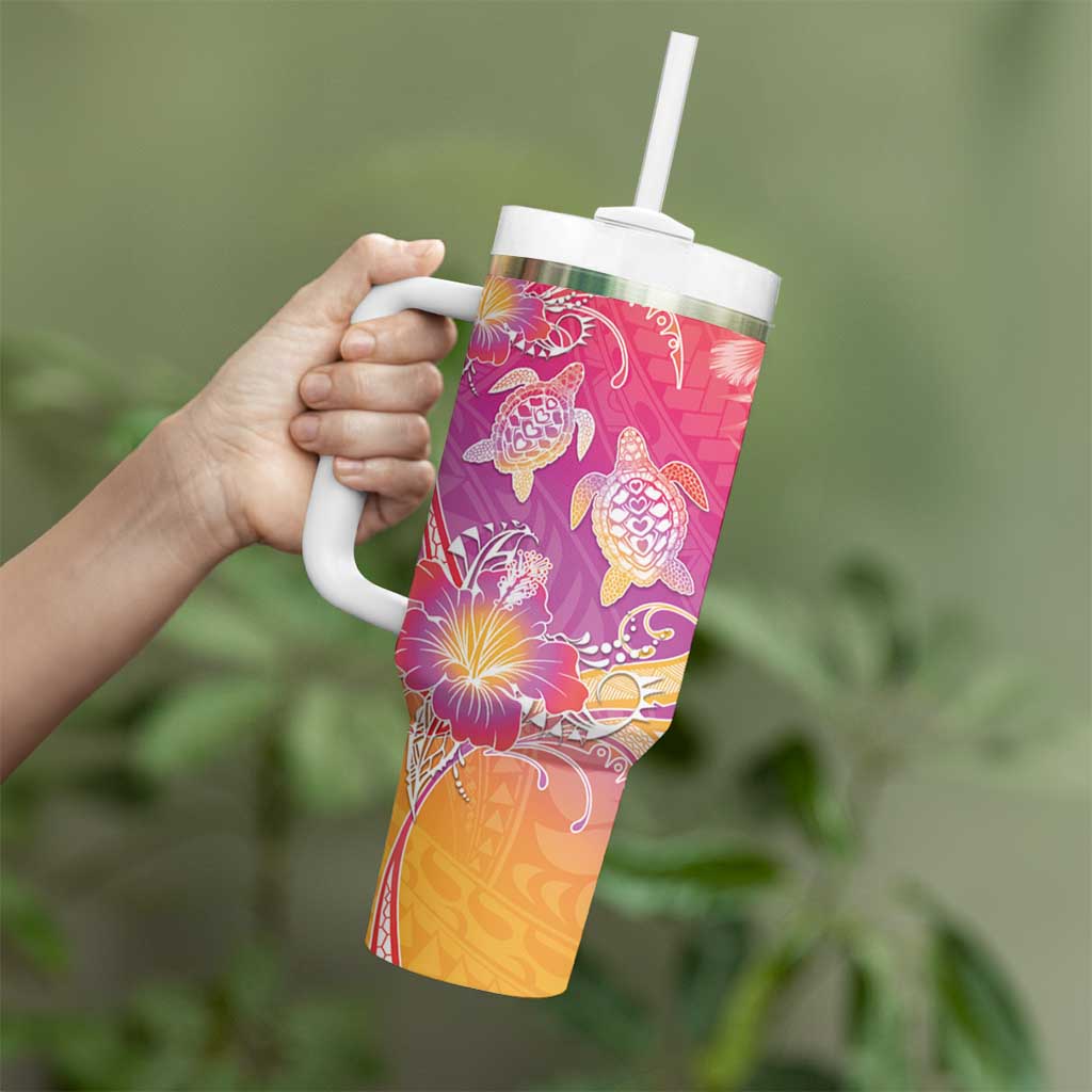 Polynesia Sea Turtle Couple Tumbler With Handle One Soul One Love LT05 - Polynesian Pride