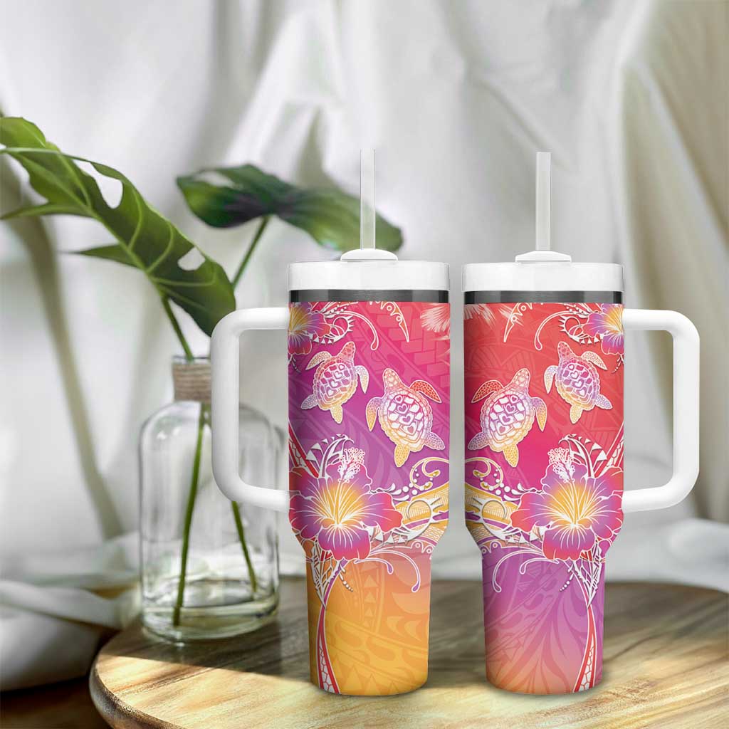 Polynesia Sea Turtle Couple Tumbler With Handle One Soul One Love LT05 - Polynesian Pride