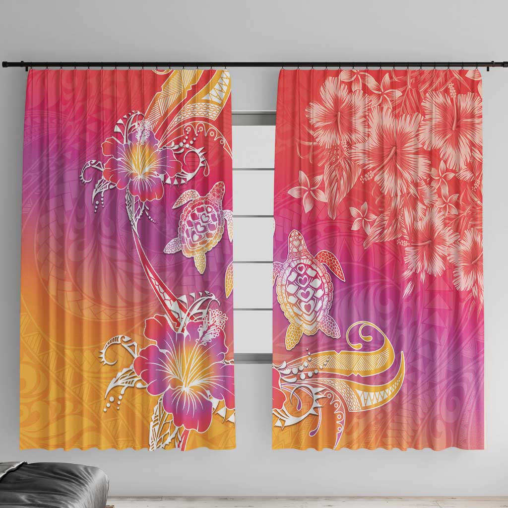 Polynesia Sea Turtle Couple Window Curtain One Soul One Love LT05 With Hooks Red - Polynesian Pride