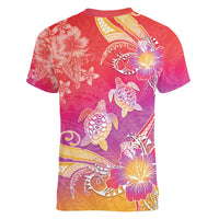 Polynesia Sea Turtle Couple Women V-Neck T-Shirt One Soul One Love LT05 - Polynesian Pride