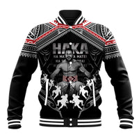 New Zealand Aotearoa Baseball Jacket Traditional Kapa Haka LT05 Unisex Black - Polynesian Pride