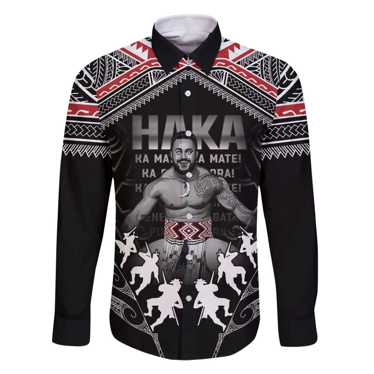 New Zealand Aotearoa Family Matching Off The Shoulder Long Sleeve Dress and Hawaiian Shirt Traditional Kapa Haka