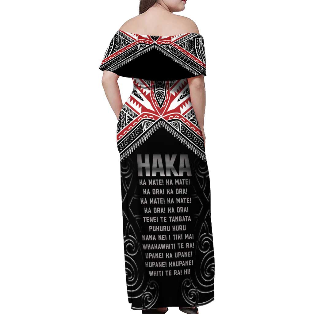 New Zealand Aotearoa Family Matching Off Shoulder Maxi Dress and Hawaiian Shirt Traditional Kapa Haka
