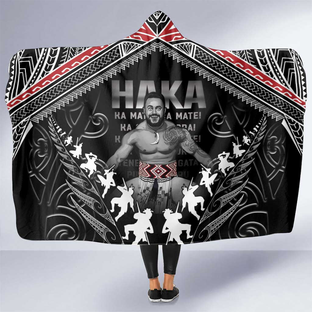 New Zealand Aotearoa Hooded Blanket Traditional Kapa Haka LT05 One Size Black - Polynesian Pride
