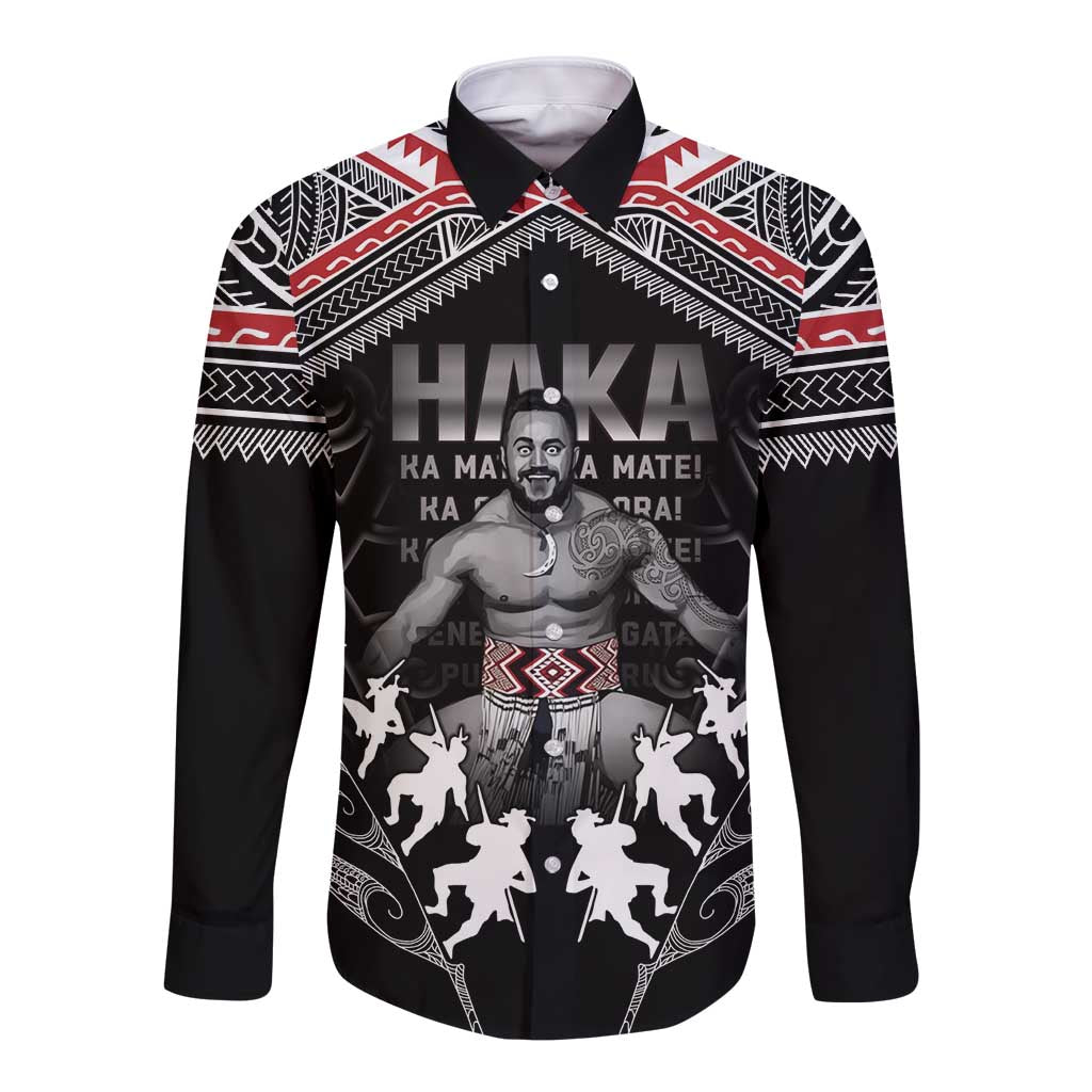New Zealand Aotearoa Long Sleeve Button Shirt Traditional Kapa Haka