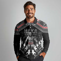 New Zealand Aotearoa Long Sleeve Polo Shirt Traditional Kapa Haka