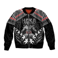 New Zealand Aotearoa Sleeve Zip Bomber Jacket Traditional Kapa Haka