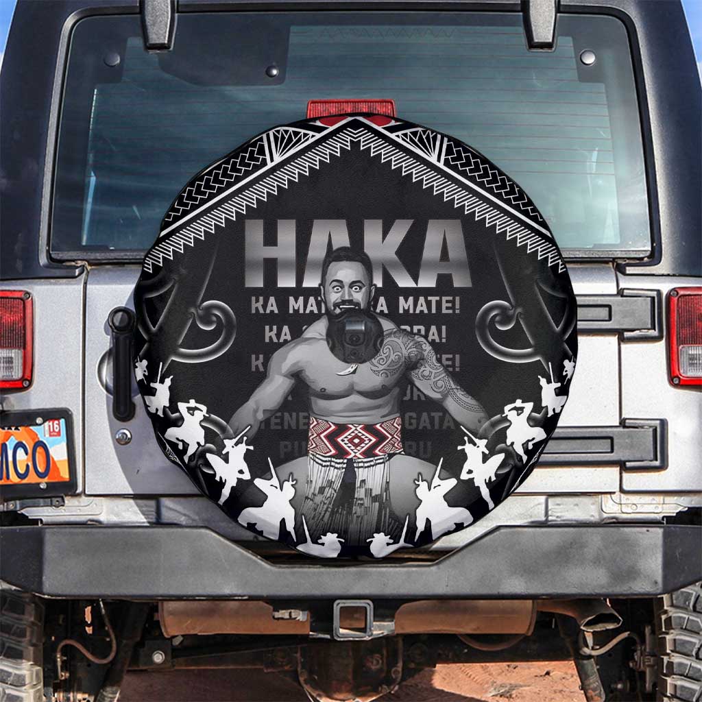 New Zealand Aotearoa Spare Tire Cover Traditional Kapa Haka LT05 Black - Polynesian Pride