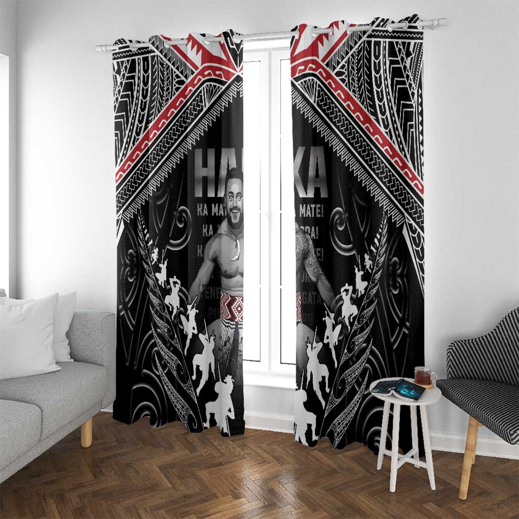 New Zealand Aotearoa Window Curtain Traditional Kapa Haka LT05 With Grommets Black - Polynesian Pride