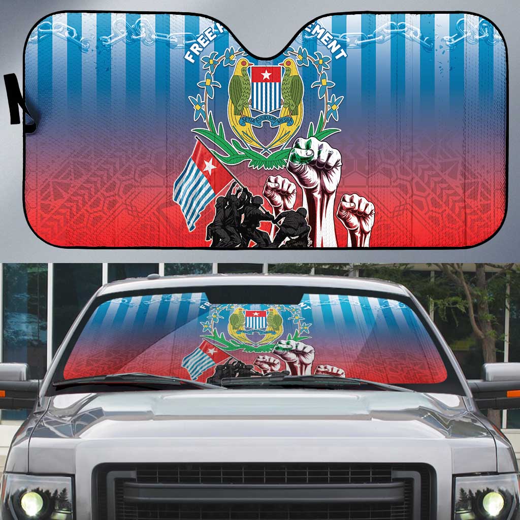 Free West Papua Auto Sun Shade One People One Soul Unique Style LT05 Blue - Polynesian Pride