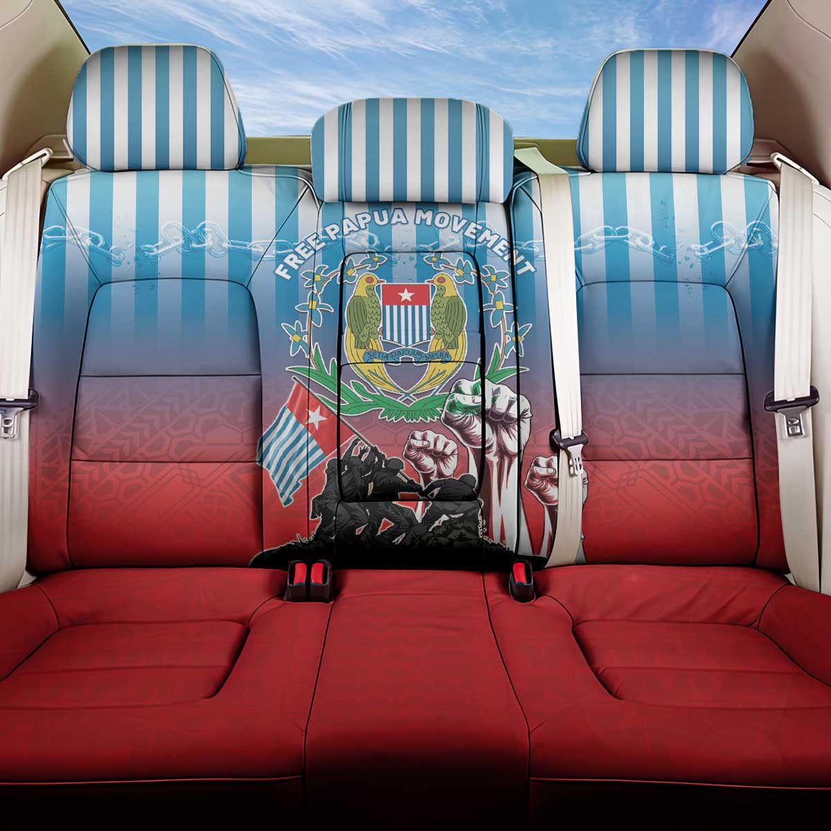 Free West Papua Back Car Seat Cover One People One Soul Unique Style LT05 One Size Blue - Polynesian Pride