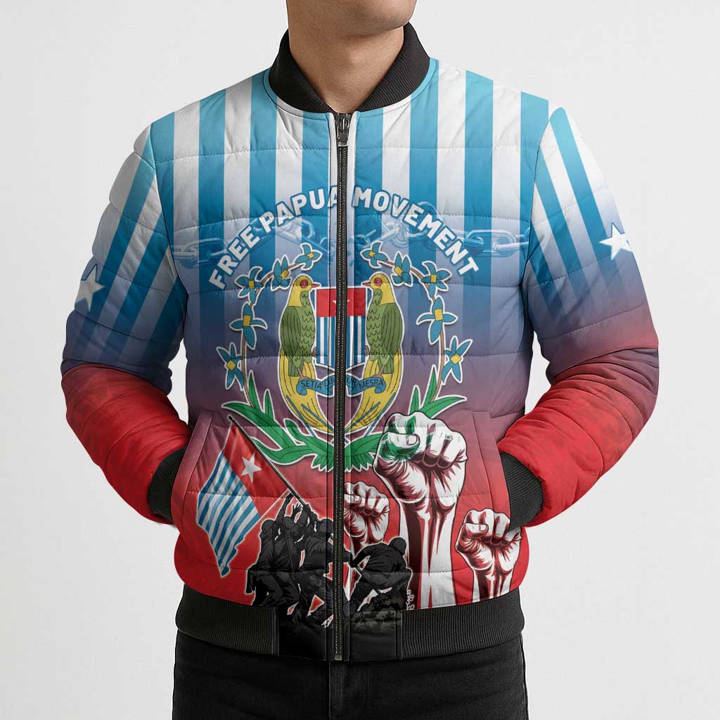 Personalised Free West Papua Bomber Puffer Jacket One People One Soul Unique Style - Polynesian Pride
