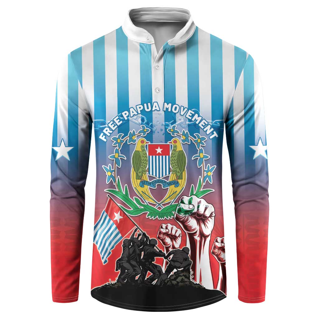 Personalised Free West Papua Button Sweatshirt One People One Soul Unique Style LT05 Blue - Polynesian Pride