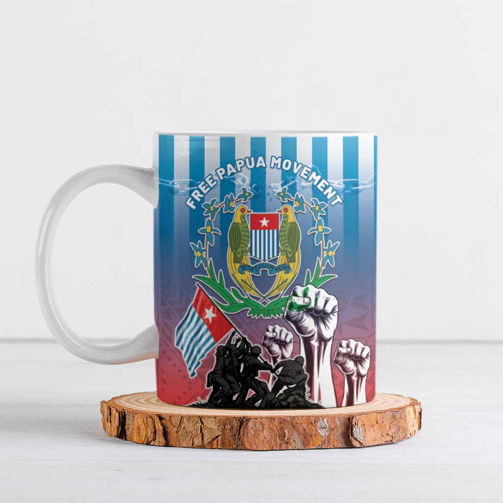 Personalised Free West Papua Ceramic Mug One People One Soul Unique Style LT05 Blue - Polynesian Pride