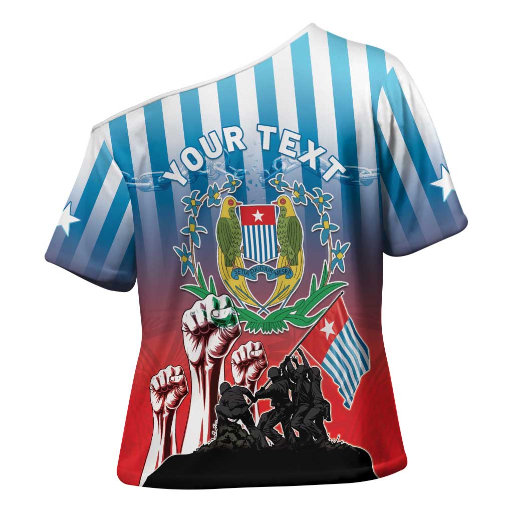 Personalised Free West Papua Cross Shoulder Shirt One People One Soul Unique Style LT05 - Polynesian Pride