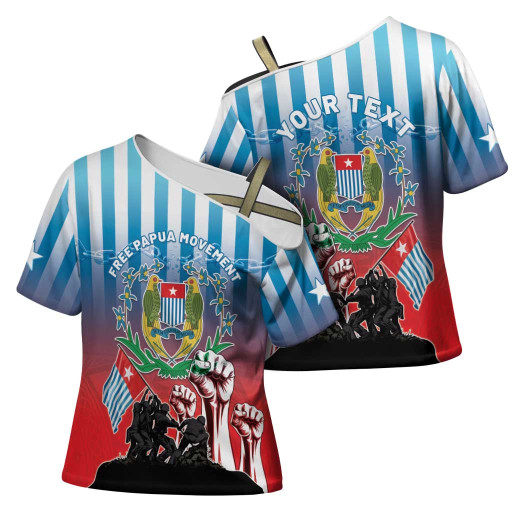 Personalised Free West Papua Cross Shoulder Shirt One People One Soul Unique Style LT05 - Polynesian Pride