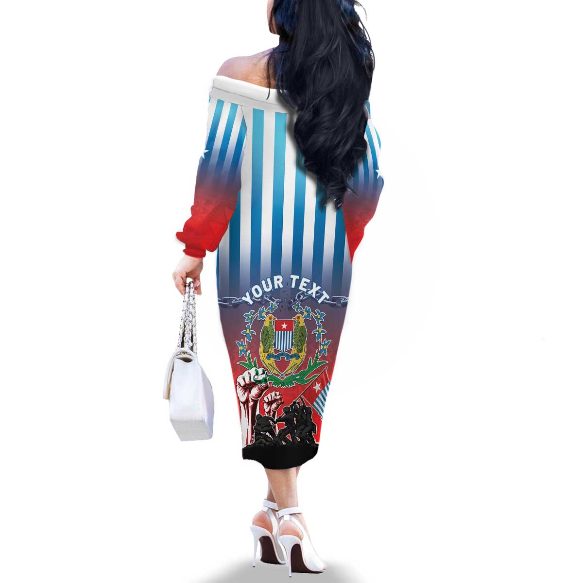 Personalised Free West Papua Family Matching Off The Shoulder Long Sleeve Dress and Hawaiian Shirt One People One Soul Unique Style - Polynesian Pride