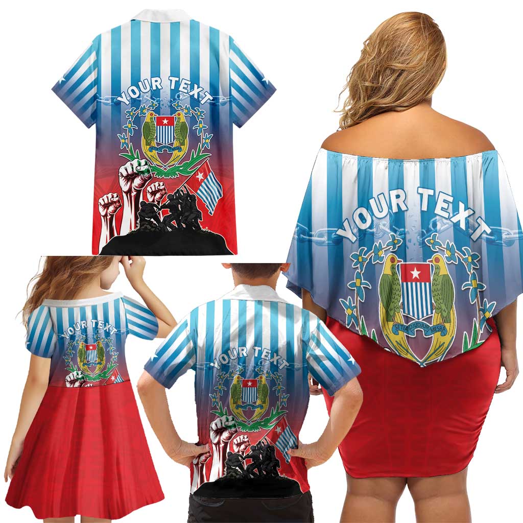 Personalised Free West Papua Family Matching Off Shoulder Short Dress and Hawaiian Shirt One People One Soul Unique Style - Polynesian Pride