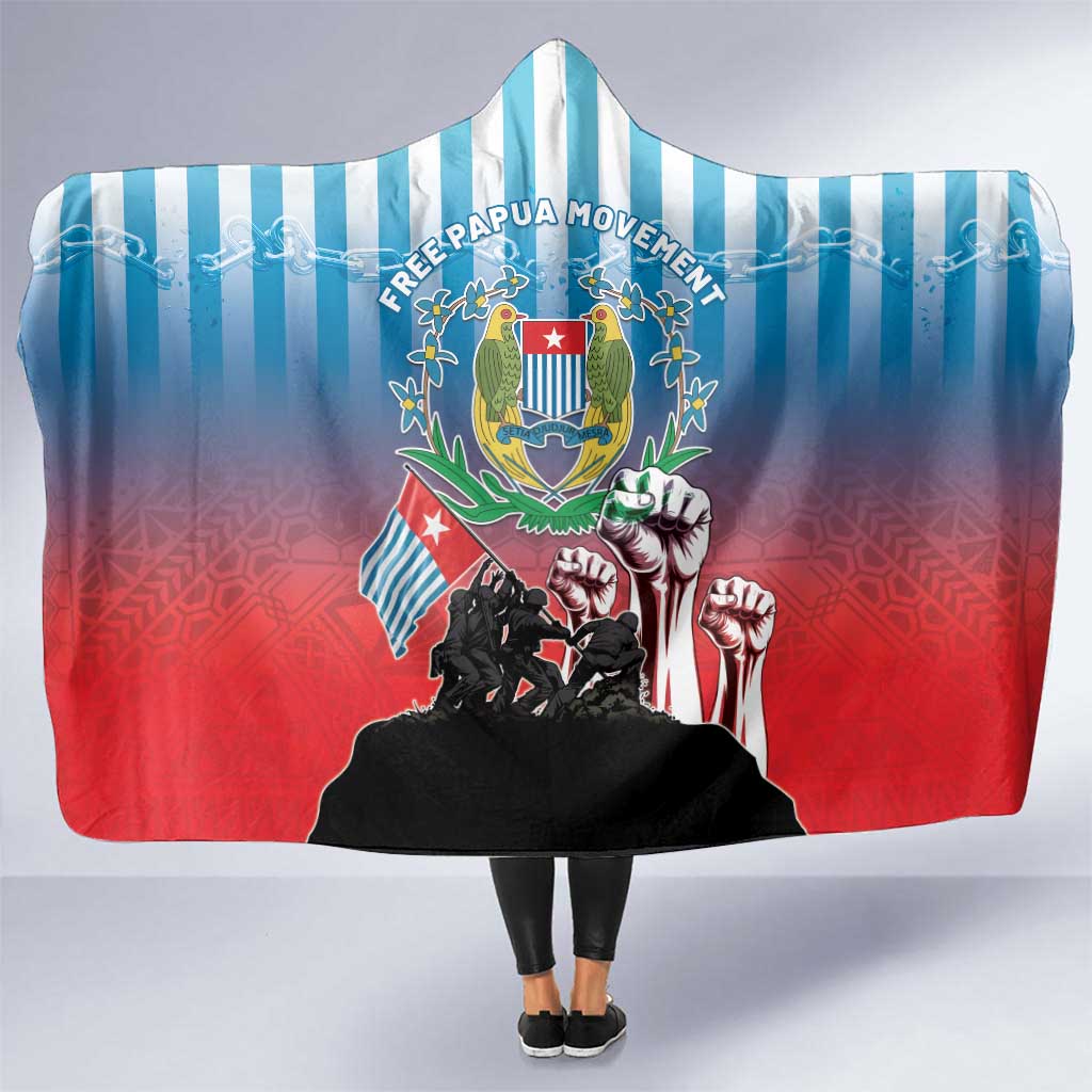 Free West Papua Hooded Blanket One People One Soul Unique Style LT05 One Size Blue - Polynesian Pride