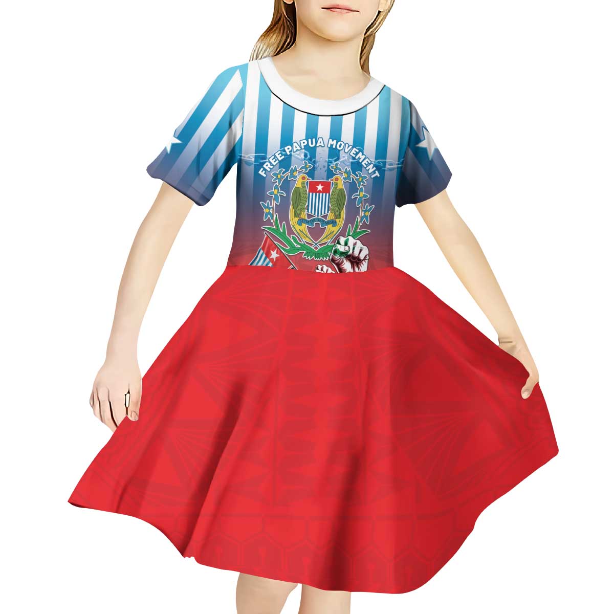 Personalised Free West Papua Kid Short Sleeve Dress One People One Soul Unique Style LT05 - Polynesian Pride