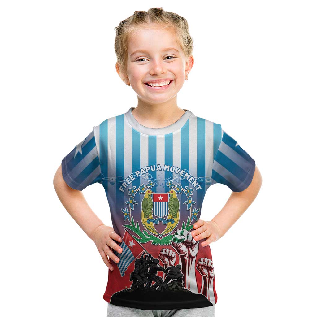 Personalised Free West Papua Kid T Shirt One People One Soul Unique Style LT05 Blue - Polynesian Pride