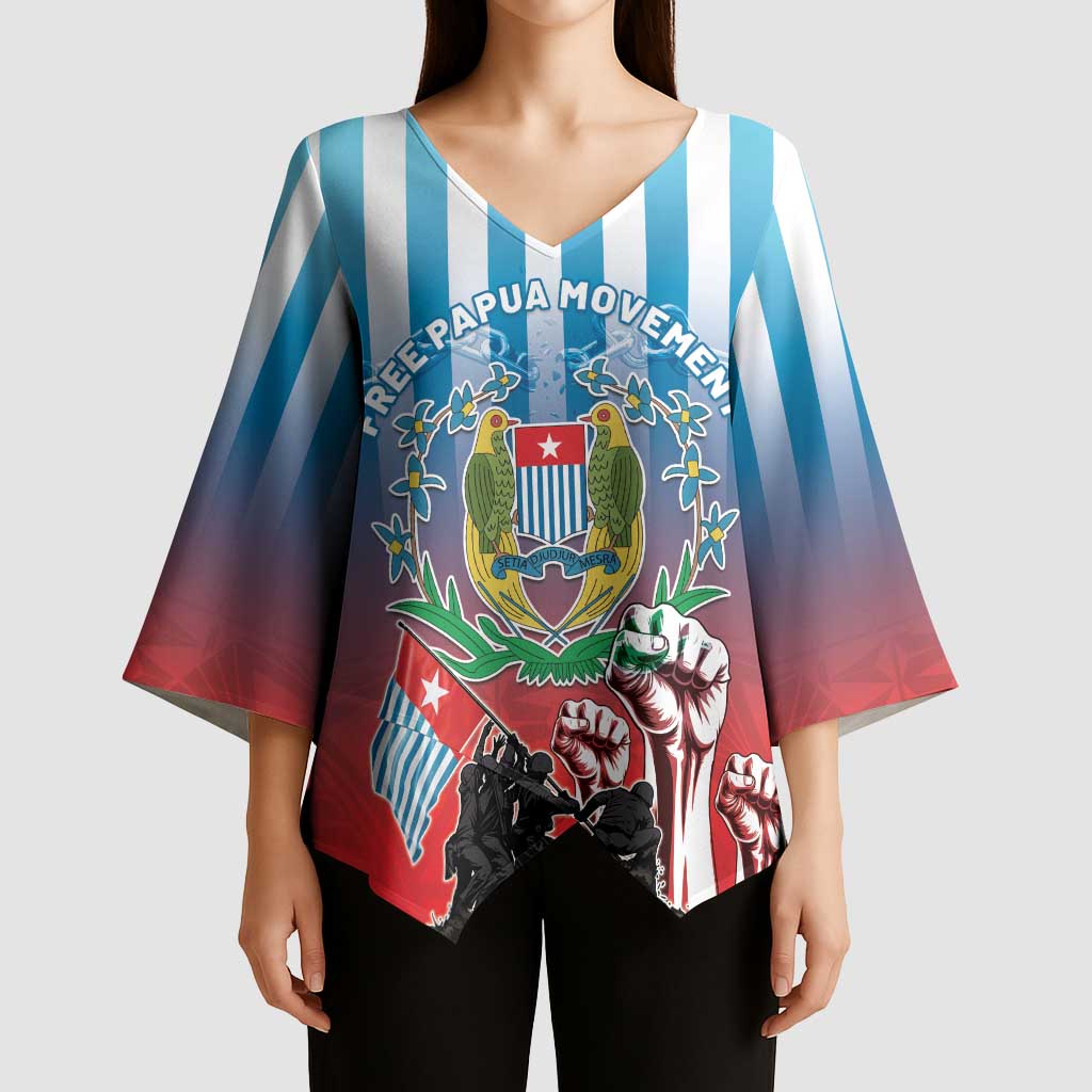 Personalised Free West Papua Kimono Sleeve Blouse One People One Soul Unique Style LT05 - Polynesian Pride