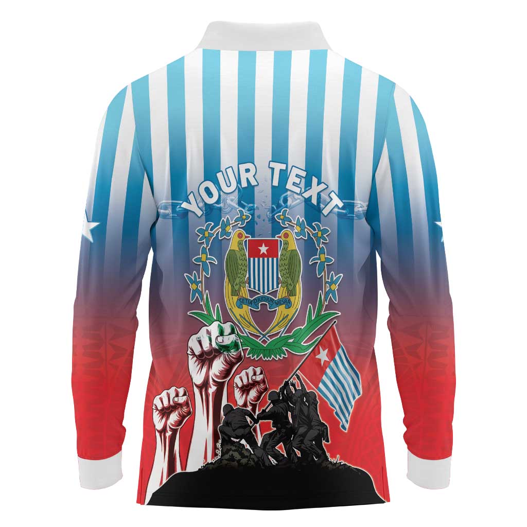 Personalised Free West Papua Long Sleeve Polo Shirt One People One Soul Unique Style LT05 - Polynesian Pride